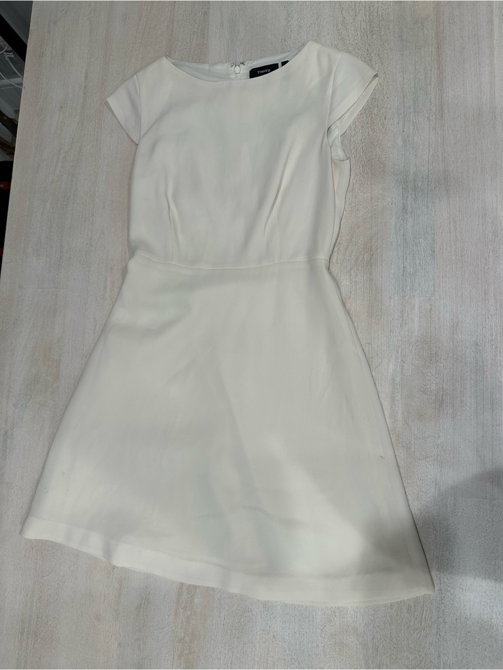 Theory Cream A-Line Cap-Sleeve Dress